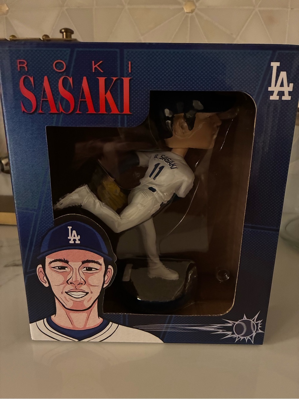 Roki Sasaki Dodgers Bobblehead - White & Blue